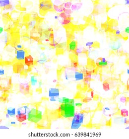 Light chaotic pattern from ovals and 3d cubes. Seamless background. Vector texture for fabric, wrapping, home decor.