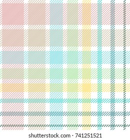 Light checkered print. Seamless vector pattern with checkers and stripes. Hipster fashion collection. Textile design for shirts, dresses, plaids, napkins, tablecloth. White, yellow, blue, beige.