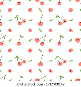 Light cherry pattern. Vector image of cherries.