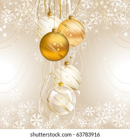 light Christmas backdrop with five balls