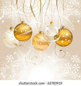 light Christmas backdrop with five balls