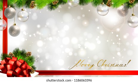 Light Christmas background with baubles