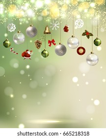 light Christmas background with baubles