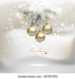 light Christmas background with silver evening balls