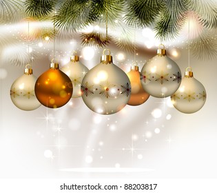 heller Weihnachtshintergrund mit silbernen Abendbällen