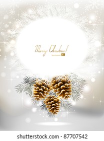 fondo navideño ligero con tres conos y árbol de abeto