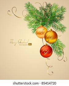 light Christmas background with three evening balls