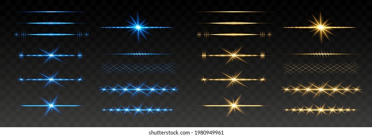 Light Christmas lines. Light effect. Beautiful light flares. Lens flares. Luminous sparkling lines. Laser effect. Light rays. Special design of lightline. Vector illustration. Transparent background.