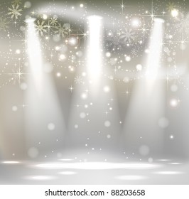 Light Christmas Stage Spotlight With Snowflakes