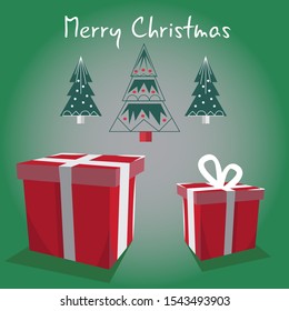 Light from Christmas trees falling on  gifts