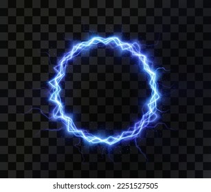 Light circle blue lightning png. Ring of fire light effect. Luminous frame for Element for your design, advertising, postcards, invitations, screensavers, websites, games.