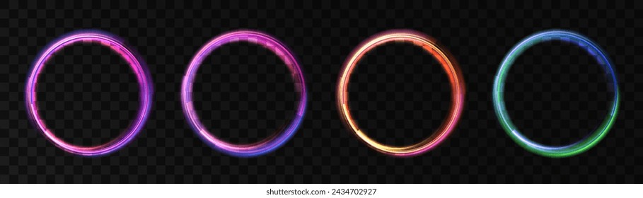 Light circle with light rays. Colorful frame background with colorful highlights. Vector	
