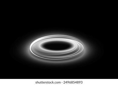 Light circle white swirl. Curve light effect of white line. Glowing white spiral. The effect of high-speed abstract lines. Rotating shiny rings.