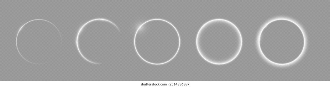 Light circle white swirl. Curved white line light effect. Darkening of the moon. Flash vector semicircle and spark light effect. Podium, radial platform.