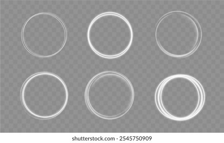 Círculo de luz remolino blanco. Efecto de luz de línea blanca curva. Oscurecimiento de la luna. Semicírculo de Vector de destello y efecto de luz de chispa. Podio, plataforma radial.	