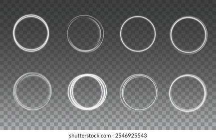 Light circle white swirl. Curved white line light effect. Darkening of the moon. Flash vector semicircle and spark light effect. Podium, radial platform.	