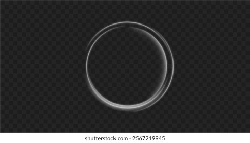 Light circle white swirl. Curved white line light effect. Darkening of the moon. Flash vector semicircle and spark light effect. Podium, radial platform.