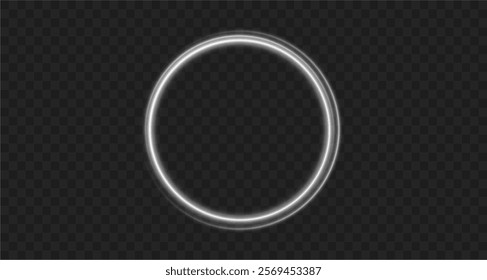 Light circle white swirl. Curved white line light effect. Darkening of the moon. Flash vector semicircle and spark light effect. Podium, radial platform.