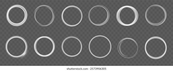 Light circle white swirl. Curved white line light effect. Darkening of the moon. Flash vector semicircle and spark light effect. Podium, radial platform.