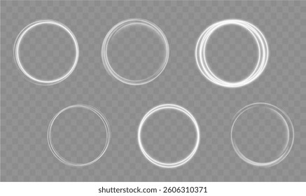 Light circle white swirl. Curved white line light effect. Darkening of the moon. Flash vector semicircle and spark light effect. Podium, radial platform.