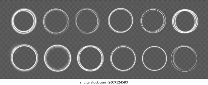 Light circle white swirl. Curved white line light effect. Darkening of the moon. Flash vector semicircle and spark light effect. Podium, radial platform.	
