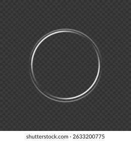 Light circle white swirl. Curved white line light effect. Flash vector semicircle . Glowing white speed circle portal 