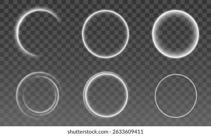 Espiral branco círculo claro. Efeito de luz de linha branca curva. Escurecimento da lua. Semicírculo do vetor de flash e efeito de luz de faísca. Pódio, plataforma radial.	
