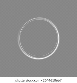 Light circle white swirl. Curved white line light effect. Flash vector semicircle . Glowing white speed circle portal 