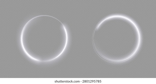 Light circle white swirl. Curved white line light effect. Darkening of the moon.