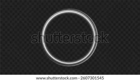 Light circle white swirl. Curved white line light effect. Darkening of the moon. Flash vector semicircle and spark light effect. Podium, radial platform.