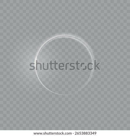Light circle white swirl. Curved white line light effect. Darkening of the moon. Flash vector semicircle and spark light effect. Glowing white speed circle portal on the road. Podium, radial platform.