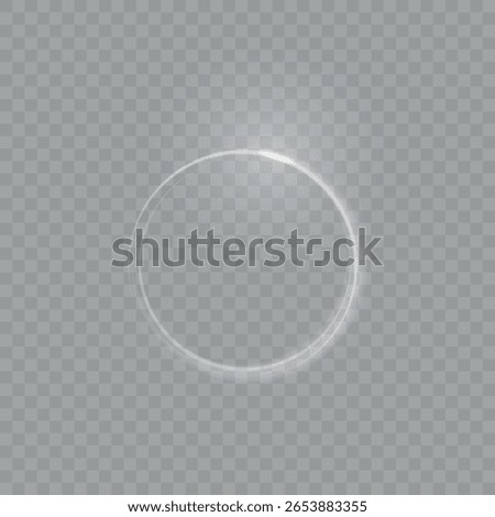 Light circle white swirl. Curved white line light effect. Darkening of the moon. Flash vector semicircle and spark light effect. Glowing white speed circle portal on the road. Podium, radial platform.