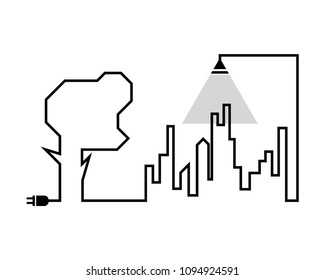 Light for the city concept. Save the world in vector illustration. 