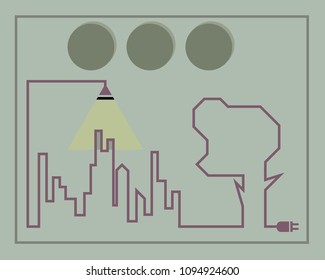 Light for the city concept. Save the world in vector illustration. 