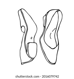 Light classic shoes. Women's shoes. Low-heeled pumps. Vector on a white background. 