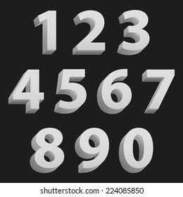 Light clean modern set of 3d isolated numbers