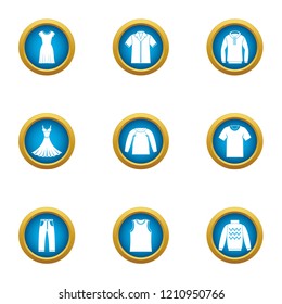 Light clothing icons set. Flat set of 9 light clothing vector icons for web isolated on white background