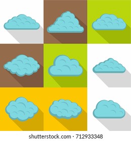 Light cloud icon set. Flat style set of 9 light cloud vector icons for web design