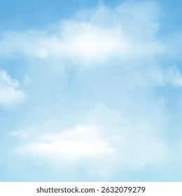 Light clouds in the blue sky. Blue Sky and puffy clouds. A horizontal shot of bright blue sky.
