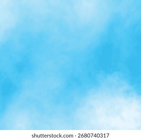 Nuvens de luz no céu azul. Céu Azul e nuvens inchadas. Uma foto horizontal de céu azul brilhante com nuvens brancas inchadas.