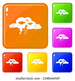 Light clouds icons set collection vector 6 color isolated on white background