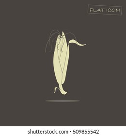 Light cob of corn on black, vector illustration