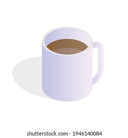 Light coffee cup with brown drink. Isolated on a white background. Vector illustration