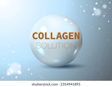 Light collagen serum or essence bubble, gluta cosmetic product advertising background. Collagen serum or essence drop, cosmetic advertising background, 3d