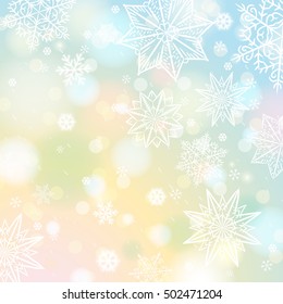 Light color background with snowflakes and stars, vector illustration