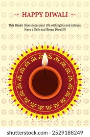Light Color Based Portrait banner for Indian festival of lights called Diwali, it can be used in social media, greeting card etc.