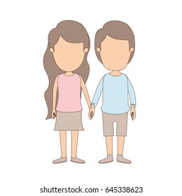 light color caricature faceless full body couple in casual clothing vector illustration