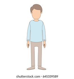 light color caricature faceless full body young man with clothing and hairstyle vector illustration