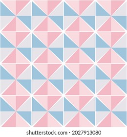 Light color seamless background. Consists of pinkish and greenish triangles. Can be used for fabrics, wallpapers, web design and more.