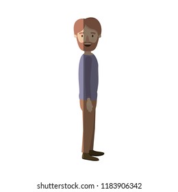 light color shading caricature full body man bearded looking to side